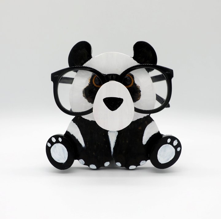 Wood Eyeglass Cradle Panda Bear Eye Glasses Holder